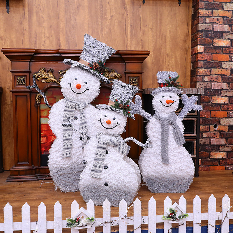 Christmas Decoration Lights Christmas Snowman Elderly Doll Christmas Tree Large Decoration Hotel Show Window Scene Layout