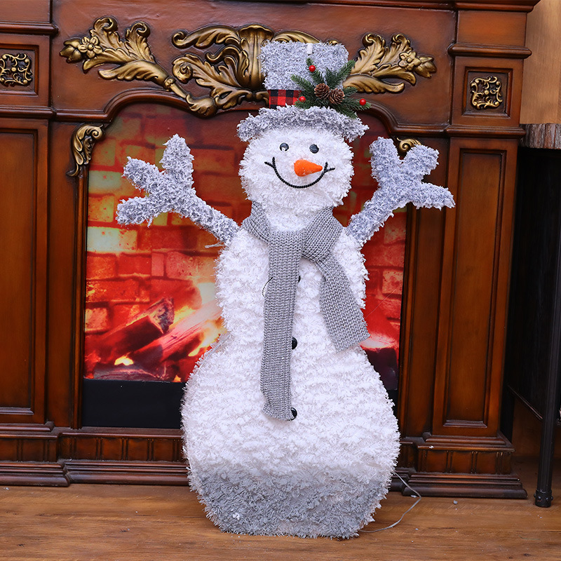 Christmas Decoration Lights Christmas Snowman Elderly Doll Christmas Tree Large Decoration Hotel Show Window Scene Layout