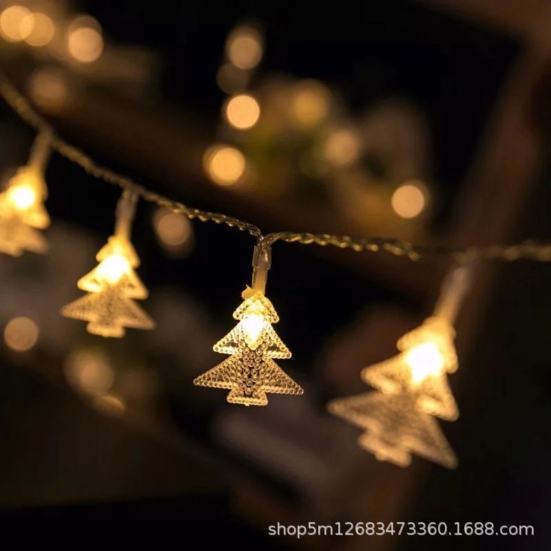 LED Snowflake Christmas Tree Lamp String Christmas Decoration Small Colored Lights Holiday Hanging Light Flashing Light Layout Battery Box Remote Control