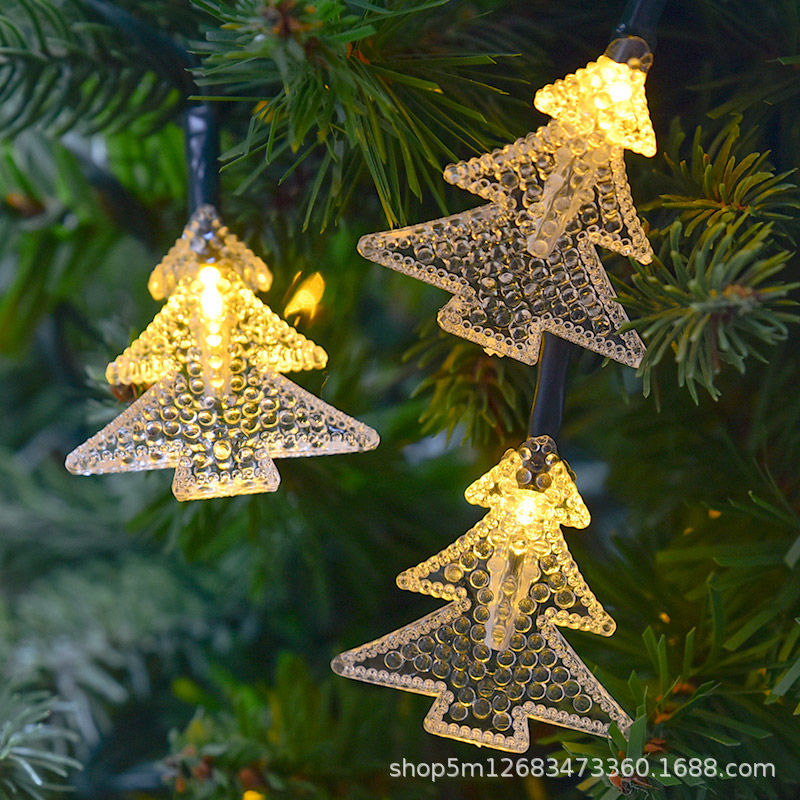 LED Snowflake Christmas Tree Lamp String Christmas Decoration Small Colored Lights Holiday Hanging Light Flashing Light Layout Battery Box Remote Control