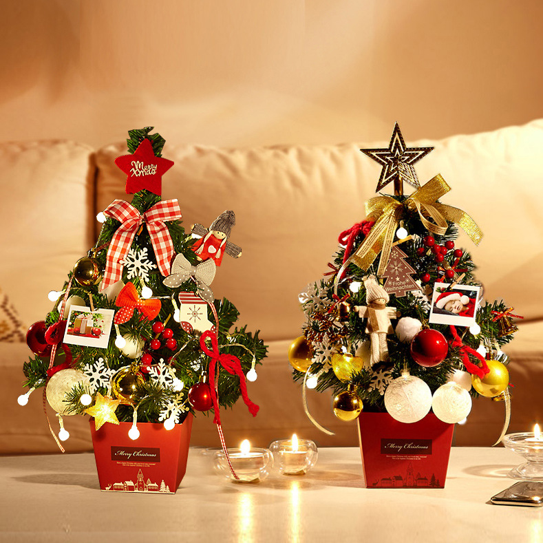 Mini Christmas Tree Set with Lights Desktop Christmas Tree Set 45 Christmas Gift Christmas Decor