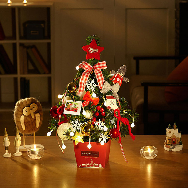 Christmas Decorations Small Desktop Decorative Tree 45cm Colored Lights Luminous Tree Small Christmas Tree DIY Christmas Gift