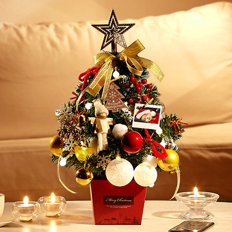 Christmas Decorations Small Desktop Decorative Tree 45cm Colored Lights Luminous Tree Small Christmas Tree DIY Christmas Gift