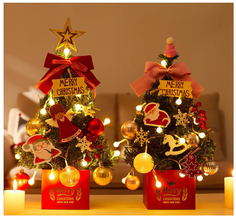 Christmas Decorations Small Desktop Decorative Tree 45cm Colored Lights Luminous Tree Small Christmas Tree DIY Christmas Gift