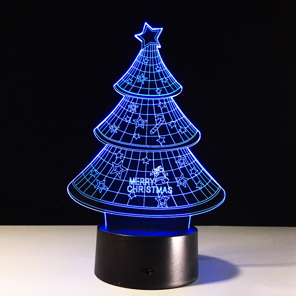 E-commerce new Christmas tree 3D lights, colorful remote touch controlled led lamp creative products, gift night light