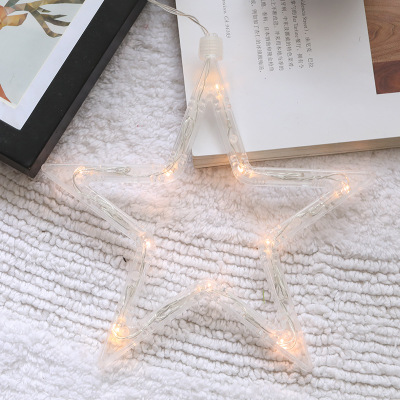 Cross-border led Christmas lights decorated with suckers snowman Christmas tree pentagram curtains