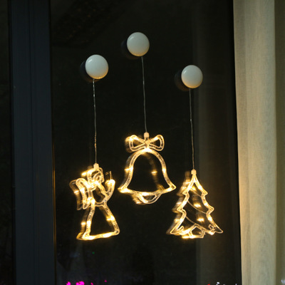 Cross-border led Christmas lights decorated with suckers snowman Christmas tree pentagram curtains