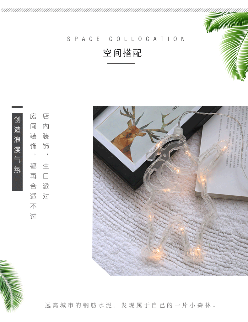 Cross-border led Christmas lights decorated with suckers snowman Christmas tree pentagram curtains