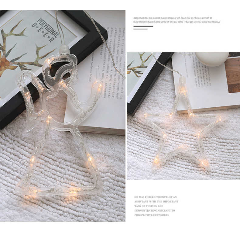 Cross-border led Christmas lights decorated with suckers snowman Christmas tree pentagram curtains