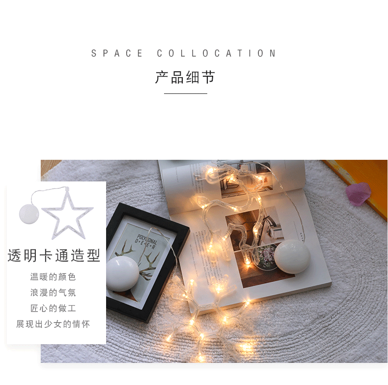 Cross-border led Christmas lights decorated with suckers snowman Christmas tree pentagram curtains