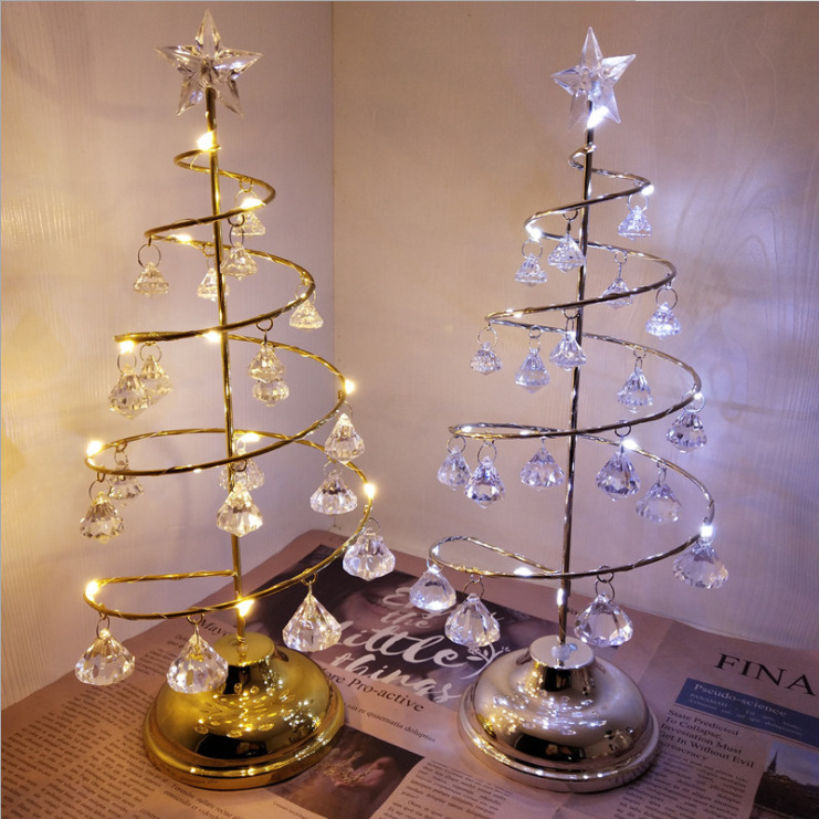 LED Christmas Tree Lights Luminous Crystal Lamp Christmas Holiday Ornaments Decorative Lights Internet-Famous Room Christmas Small Colored Lights