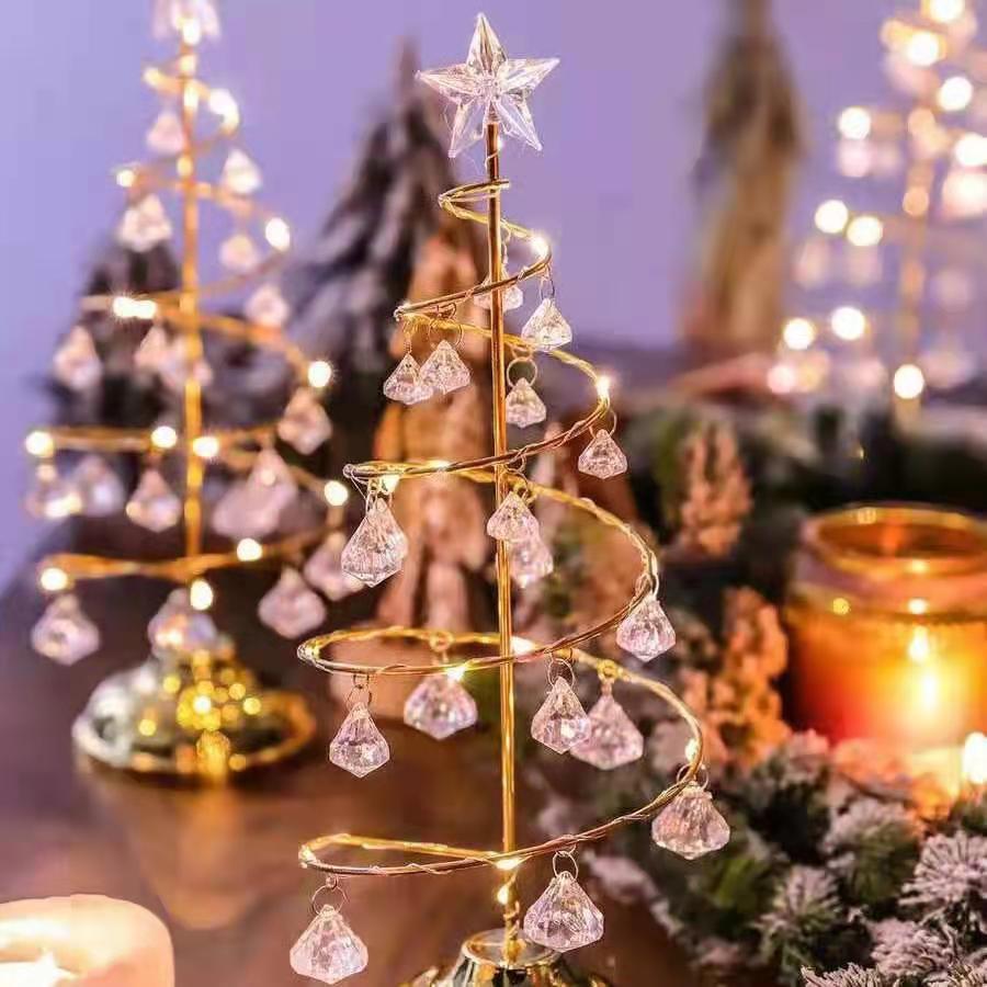LED Christmas Tree Lights Luminous Crystal Lamp Christmas Holiday Ornaments Decorative Lights Internet-Famous Room Christmas Small Colored Lights