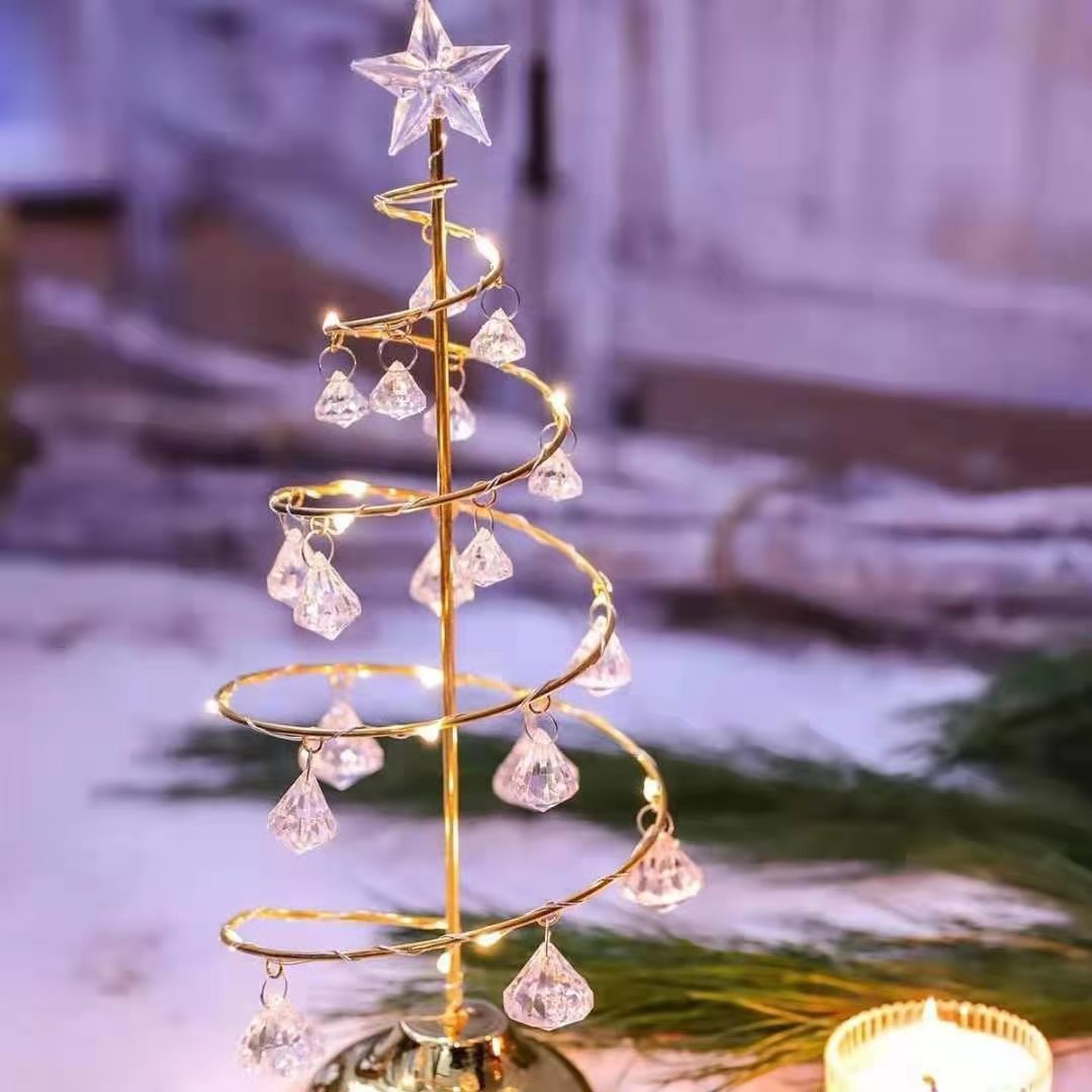 LED Christmas Tree Lights Luminous Crystal Lamp Christmas Holiday Ornaments Decorative Lights Internet-Famous Room Christmas Small Colored Lights