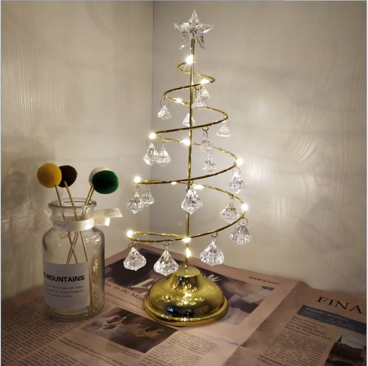 LED Christmas Tree Lights Luminous Crystal Lamp Christmas Holiday Ornaments Decorative Lights Internet-Famous Room Christmas Small Colored Lights