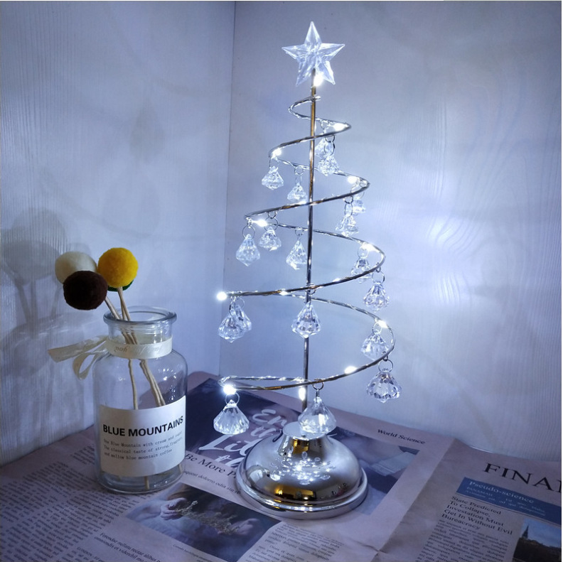 LED Christmas Tree Lights Luminous Crystal Lamp Christmas Holiday Ornaments Decorative Lights Internet-Famous Room Christmas Small Colored Lights