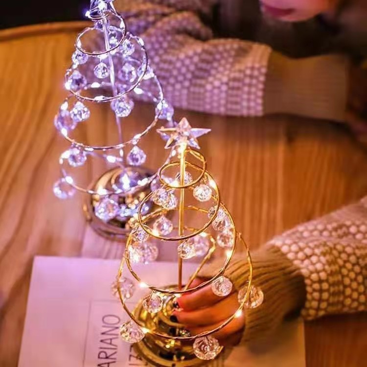 LED Christmas Tree Lights Luminous Crystal Lamp Christmas Holiday Ornaments Decorative Lights Internet-Famous Room Christmas Small Colored Lights