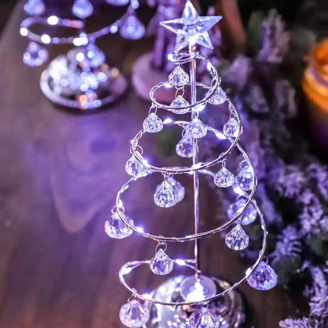 LED Christmas Tree Lights Luminous Crystal Lamp Christmas Holiday Ornaments Decorative Lights Internet-Famous Room Christmas Small Colored Lights