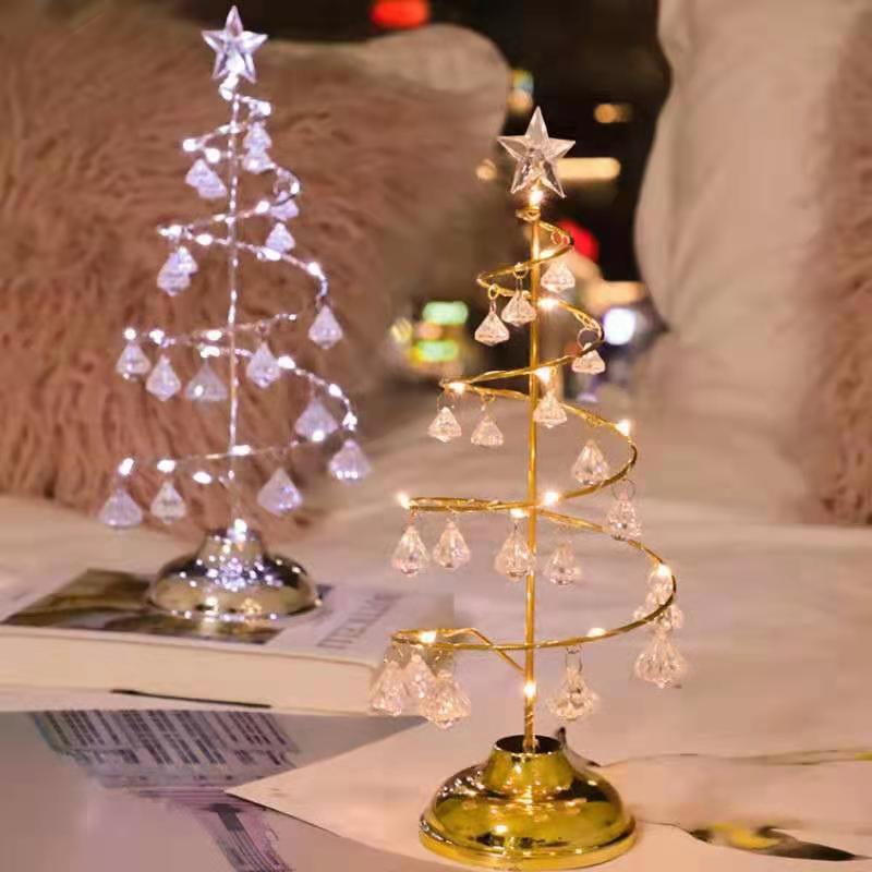 LED Christmas Tree Lights Luminous Crystal Lamp Christmas Holiday Ornaments Decorative Lights Internet-Famous Room Christmas Small Colored Lights