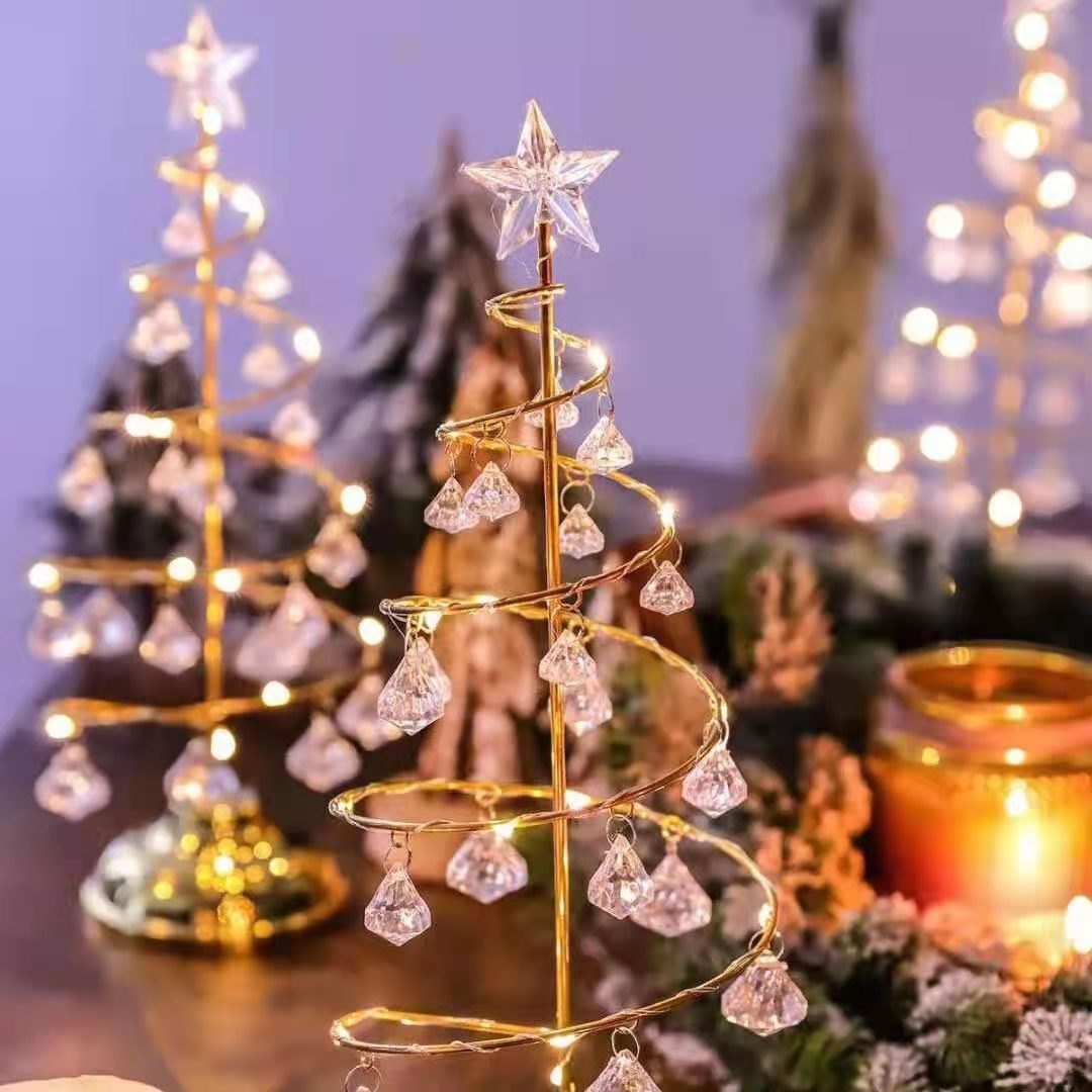 LED Christmas Tree Lights Luminous Crystal Lamp Christmas Holiday Ornaments Decorative Lights Internet-Famous Room Christmas Small Colored Lights