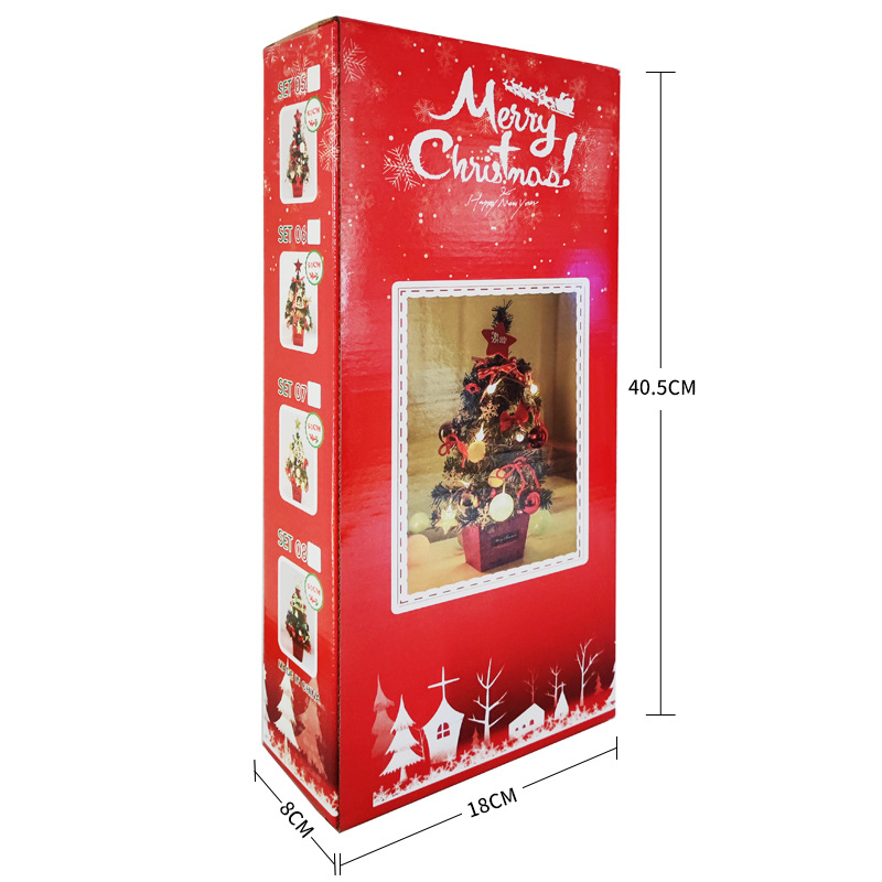 Christmas Mini Christmas Tree Desktop with Lights 50cm Golden Red Package Christmas Tree Tree