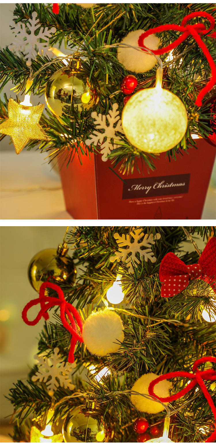 Christmas Mini Christmas Tree Desktop with Lights 50cm Golden Red Package Christmas Tree Tree