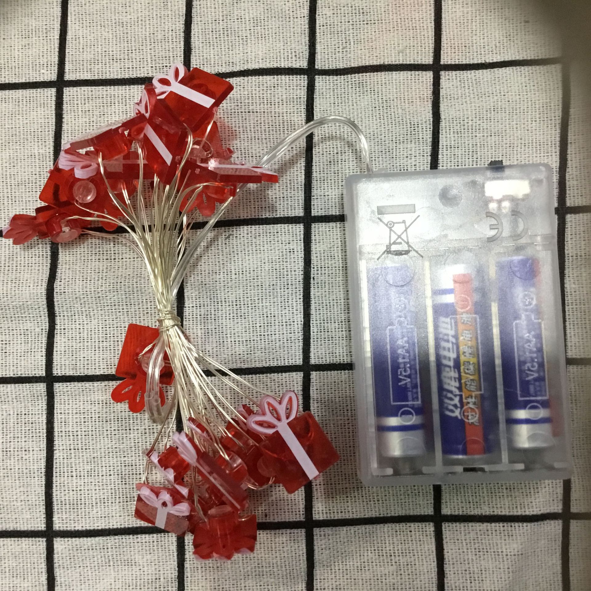 Christmas Decoration Deer Snowman Five-Pointed Star Snowflake Small Crutches Christmas Tree Small Gift Box Fasteners Copper Wire Lighting Chain Colored Lights