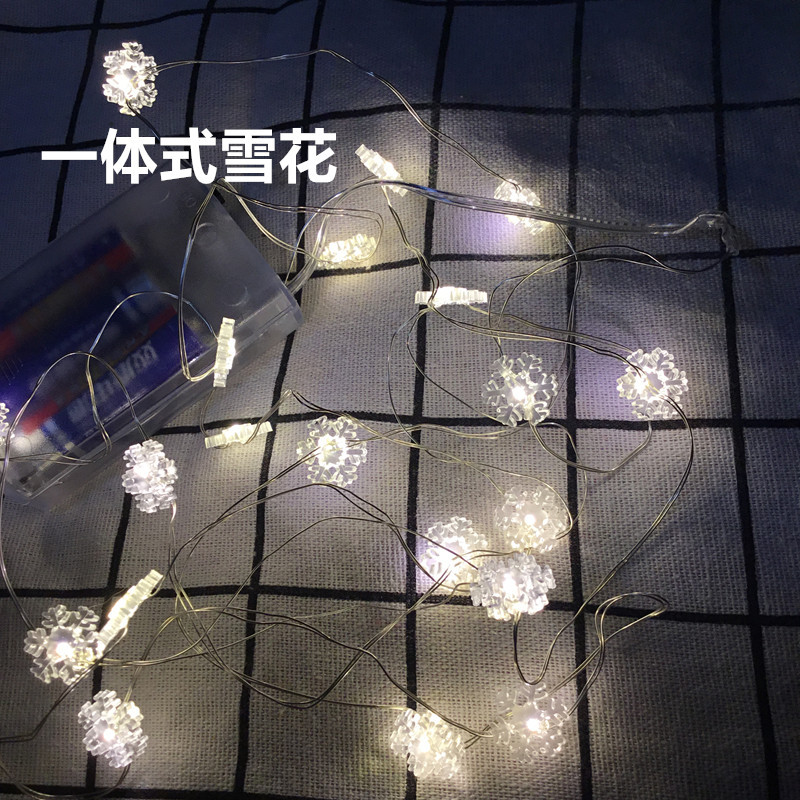 Christmas Decoration Deer Snowman Five-Pointed Star Snowflake Small Crutches Christmas Tree Small Gift Box Fasteners Copper Wire Lighting Chain Colored Lights