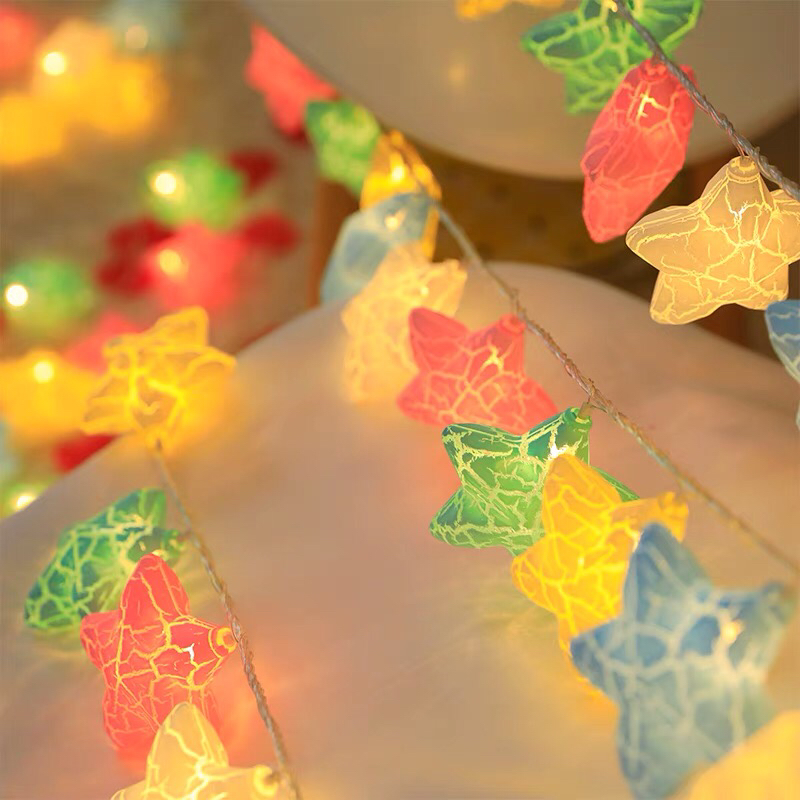 Led Crack Five-Star String Small Colored Lights Christmas Tree Decoration Star Light Starry Nordic Instagram Style Battery USB