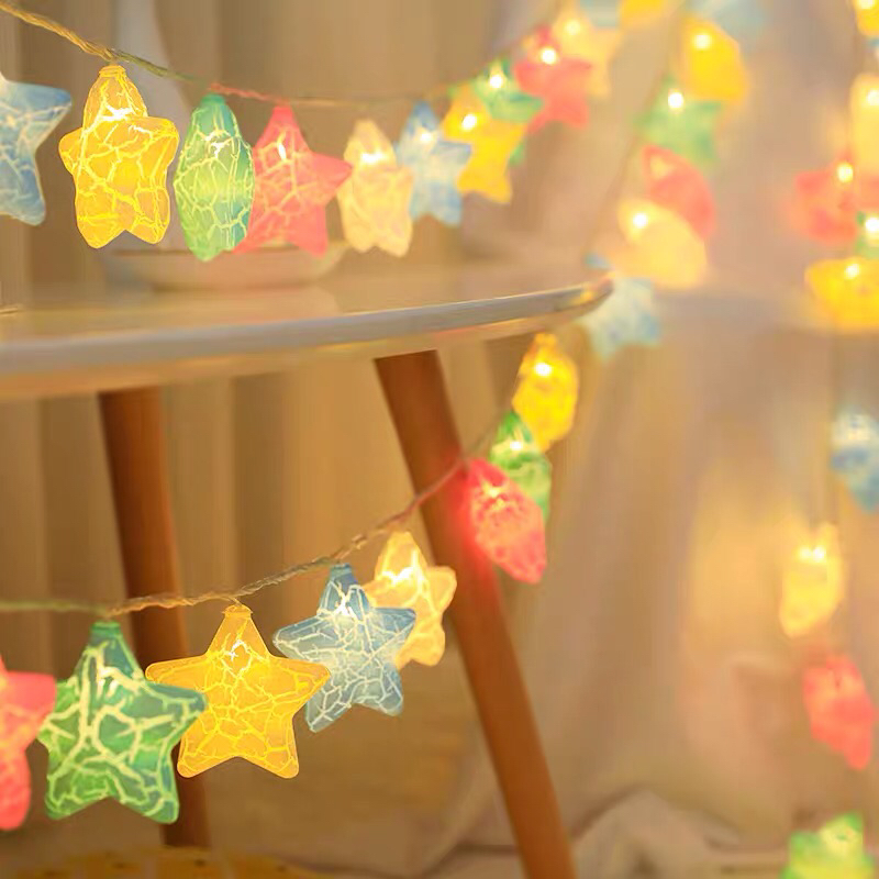 Led Crack Five-Star String Small Colored Lights Christmas Tree Decoration Star Light Starry Nordic Instagram Style Battery USB