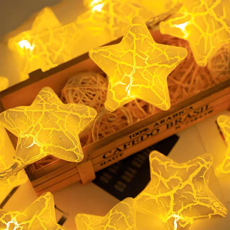 Led Crack Five-Star String Small Colored Lights Christmas Tree Decoration Star Light Starry Nordic Instagram Style Battery USB