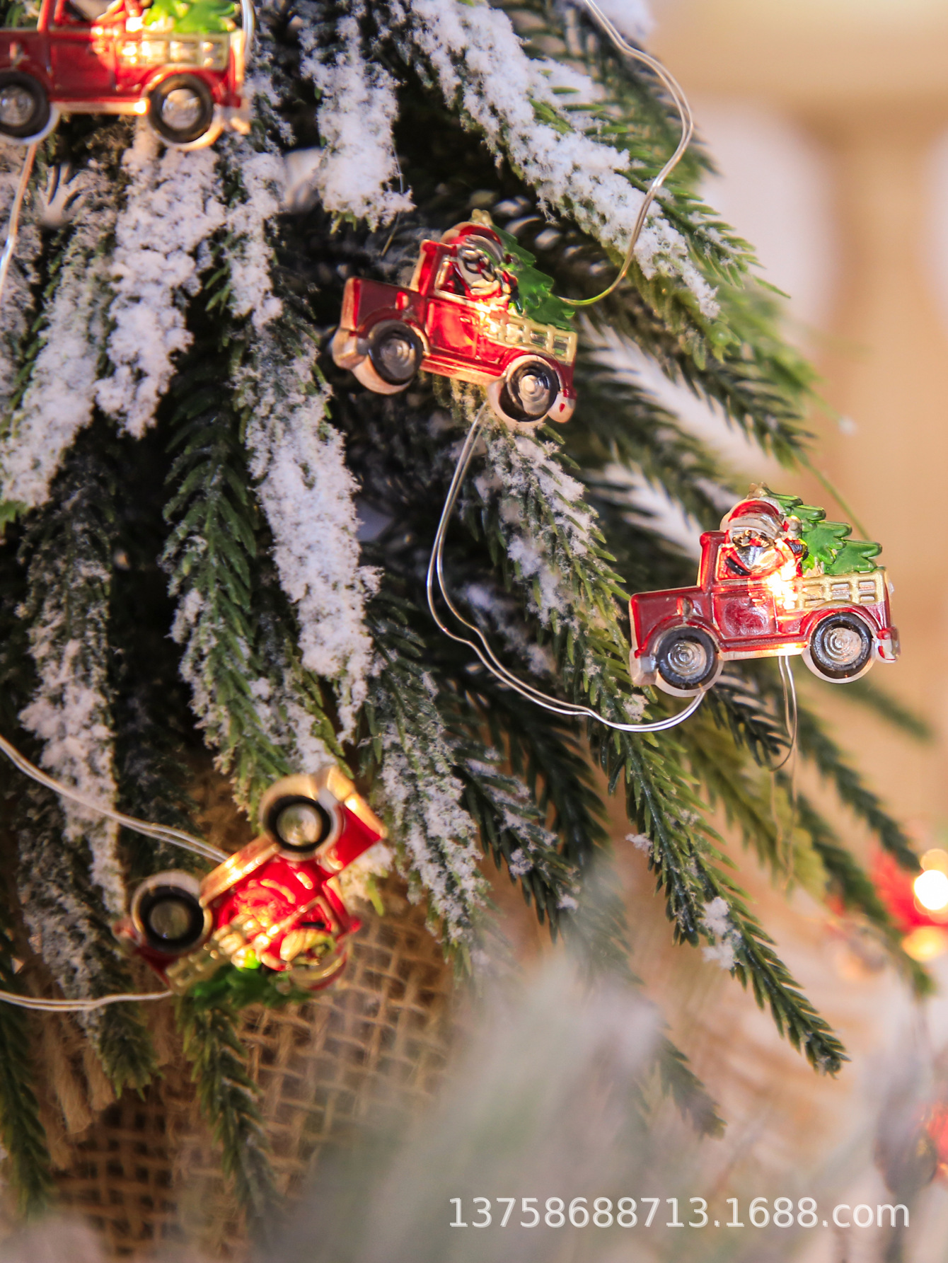 Christmas Deer Snowman Five-Pointed Star Snowflake Small Crutches Christmas Tree Small Gift Box Happy Car Fasteners Copper Wire Lights Colored Lights