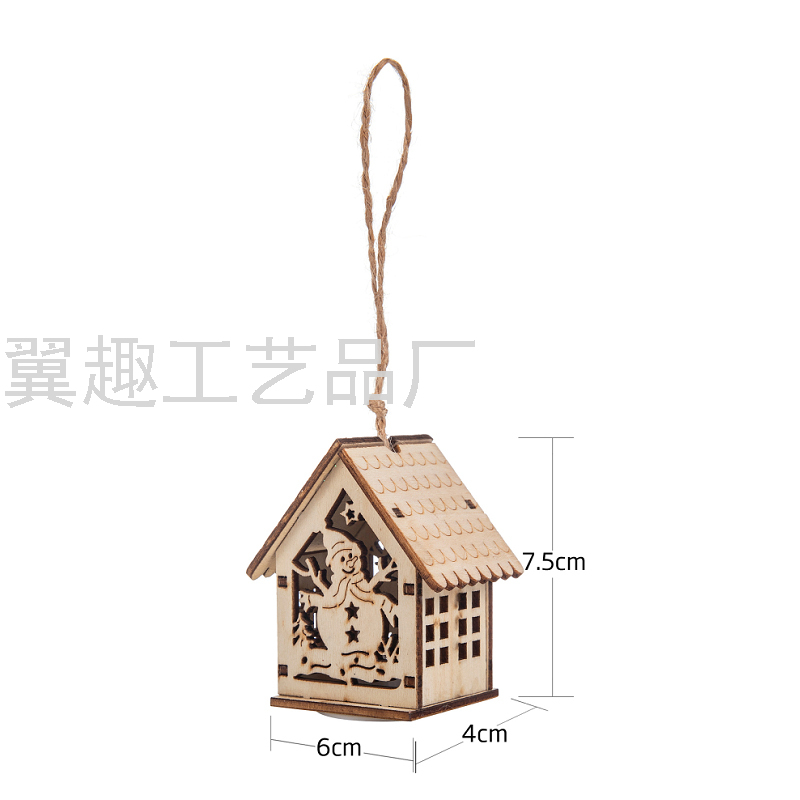 Christmas Crafts Luminous Cabin with Lights Colorful Wooden Small House Christmas Tree Decoration Pendant Wholesale Christmas Crafts Luminous Cabin with Lights Colorful Wooden Small House Christmas Tree Decoration Pendant Wholesale