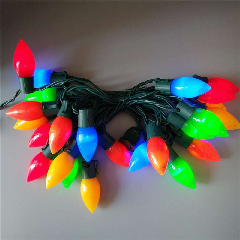 UL certified 25 lights LEDC9 ceramic face warm white color Christmas lights Festive decorations Christmas tree lights