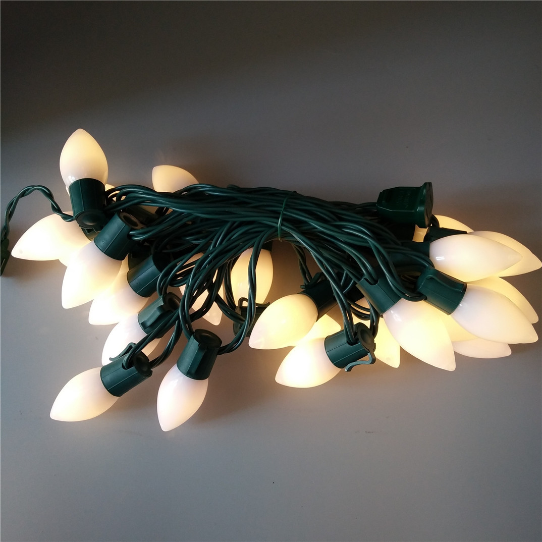 UL certified 25 lights LEDC9 ceramic face warm white color Christmas lights Festive decorations Christmas tree lights