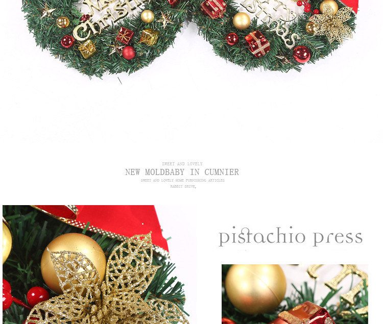  Hot Sale Holiday Decorations Shopping Mall Hotel 30cm Christmas Small Wreath Pendant Wholesale Christmas ball