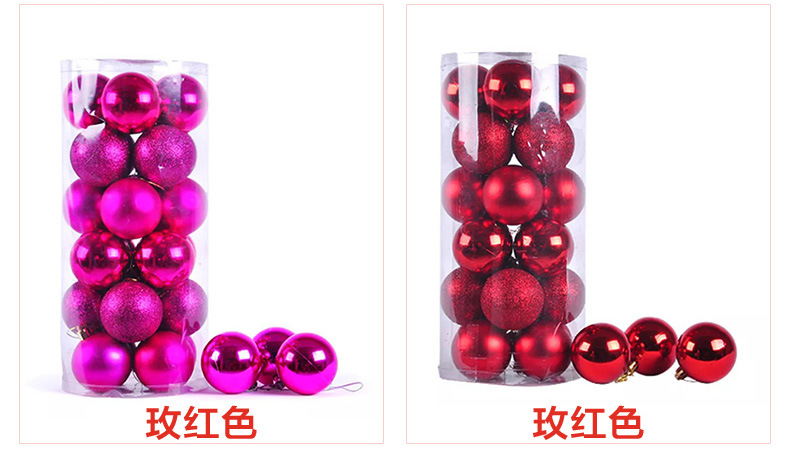 Christmas Ball  Plastic Rose Red Christmas Tree Electroplated Ball 3cm Electroplated Ball Christmas Ball 8cm