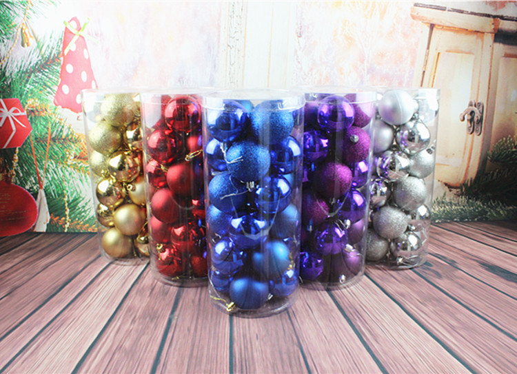 Christmas Ball 24 4cm6cm8cm Bucket Colored Ball Plastic Bright Electroplated Ball Christmas Tree Pendant Wholesale
