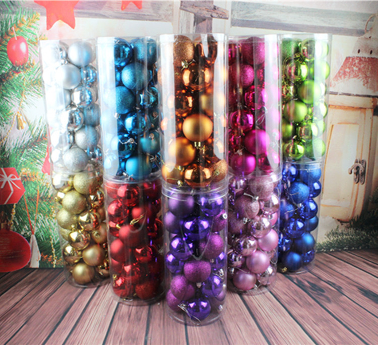 Christmas Ball 24 4cm6cm8cm Bucket Colored Ball Plastic Bright Electroplated Ball Christmas Tree Pendant Wholesale