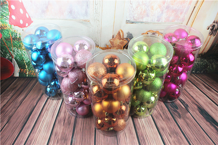 Christmas Ball 24 4cm6cm8cm Bucket Colored Ball Plastic Bright Electroplated Ball Christmas Tree Pendant Wholesale