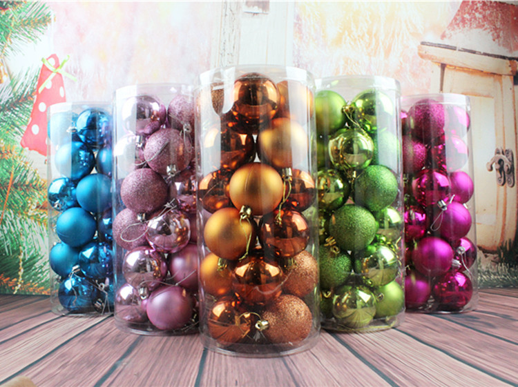 Christmas Ball 24 4cm6cm8cm Bucket Colored Ball Plastic Bright Electroplated Ball Christmas Tree Pendant Wholesale