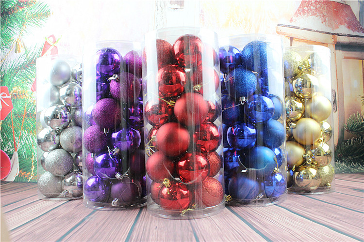 Christmas Ball 24 4cm6cm8cm Bucket Colored Ball Plastic Bright Electroplated Ball Christmas Tree Pendant Wholesale