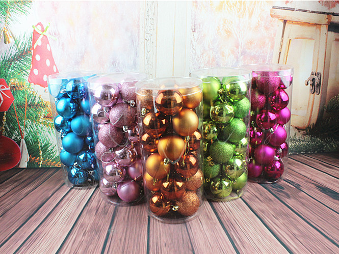 Christmas Ball 24 4cm6cm8cm Bucket Colored Ball Plastic Bright Electroplated Ball Christmas Tree Pendant Wholesale