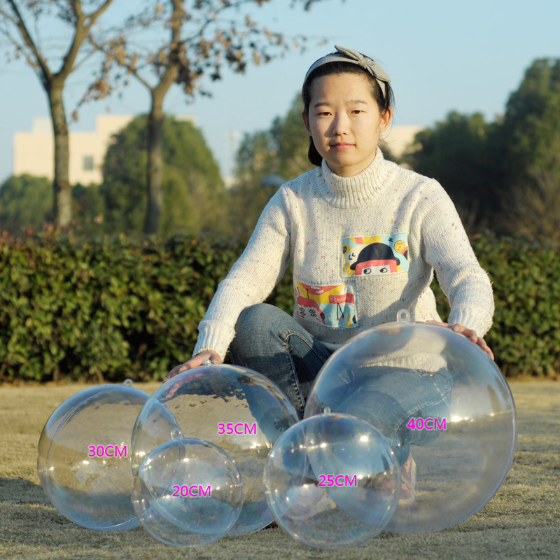 The Large size field decoration acrylic hollow ball pendant transparent crystal plastic Christmas ball customized