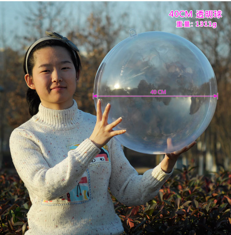 The Large size field decoration acrylic hollow ball pendant transparent crystal plastic Christmas ball customized