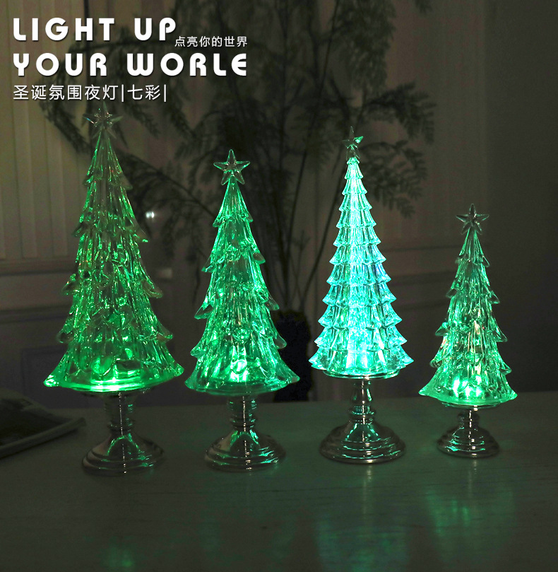 YE-719 Ice Slip Tree Novelty Creative Electronic Products Led Small Night Lamp Ambience Light Christmas Tree Bedside Lamp Book Light
