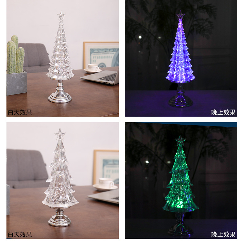 YE-719 Ice Slip Tree Novelty Creative Electronic Products Led Small Night Lamp Ambience Light Christmas Tree Bedside Lamp Book Light