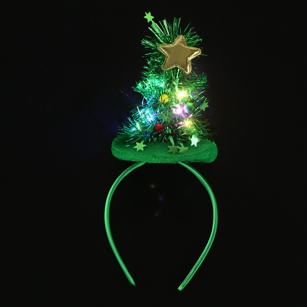 Christmas Head Band Bright Silk Cloth Christmas Tree Headband Light-Emitting Christmas Tree Hat Headband Christmas Head Band Bright Silk Cloth Christmas Tree Headband Light-Emitting Christmas Tree Hat Headband