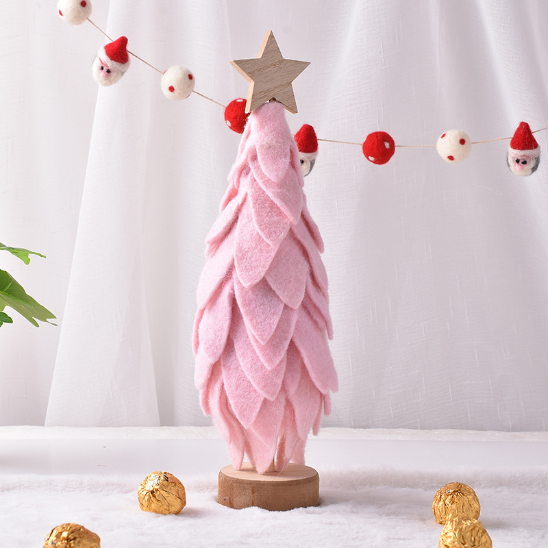 Pink Big Leaf Christmas Tree Wool Felt White Mini Christmas Tree Ornaments Christmas Decorations Christmas Gifts
