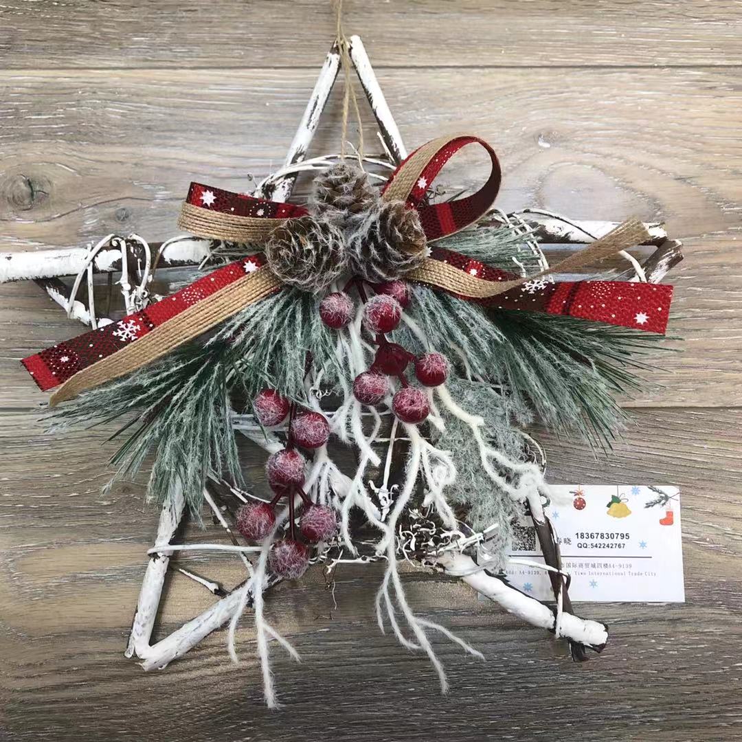 There is a Christmas tree tree hanging Christmas tree circle supplies display