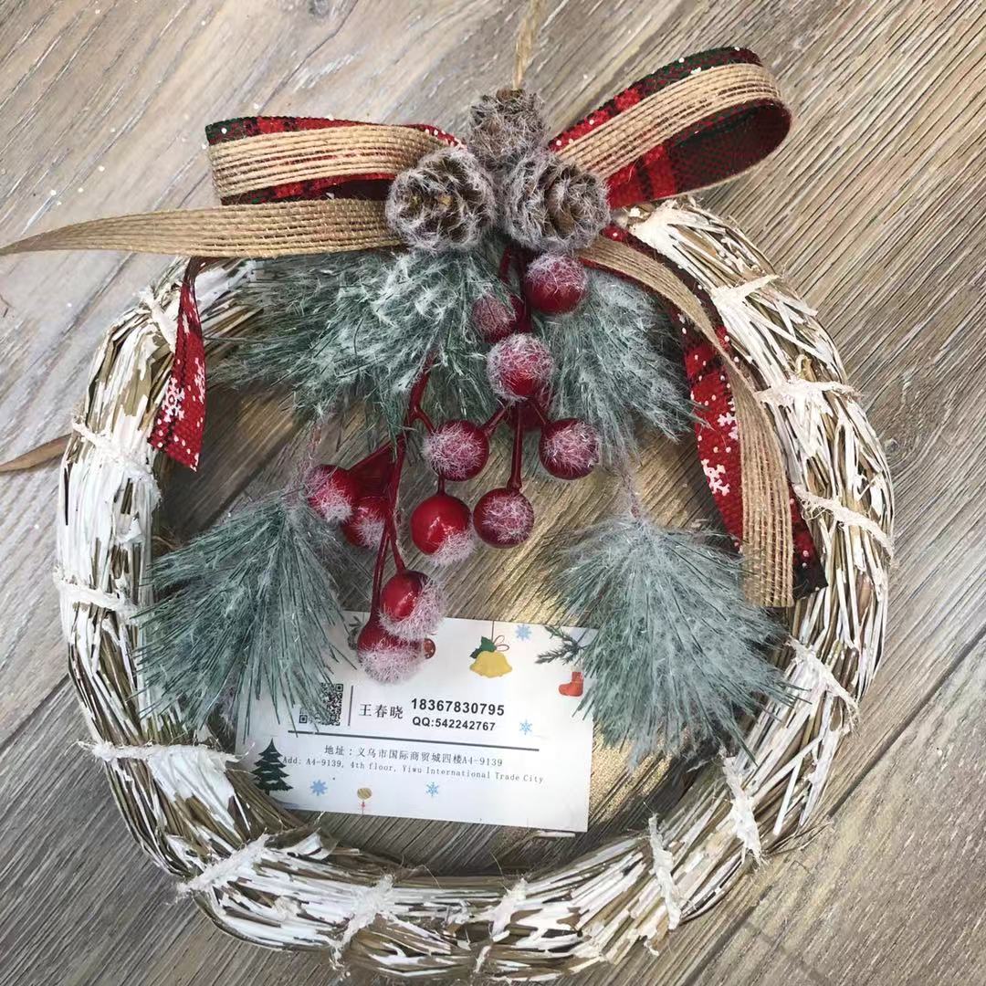 There is a Christmas tree tree hanging Christmas tree circle supplies display